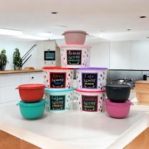 Kit 10 Potes Porta Mantimento Alimento Decorado Rosê