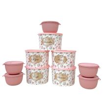 Kit 10 Potes Porta Mantimento e Condimento Alimento Decorado Branco e Preto Cozinha