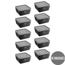 Kit 10 Potes Quadrado Preto Alimentos Fit 2,5L Boa Vedação