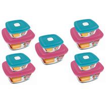 Kit 10 Potes Quadrado Vidro 300ml 500ml Nadir Marinex