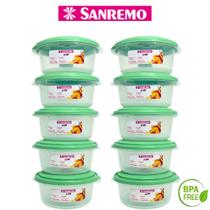 Kit 10 Potes Redondo 530ml Plástico Resistente Organizador de Alimentos Marmita Cozinha Sanremo - VERDE