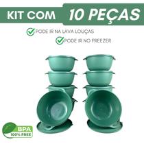 Kit 10 Potes Redondo Plástico com Tampa 1LT Empilhavel