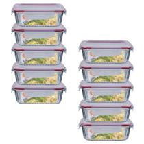 Kit 10 Potes Retangular 4 Travas Marmita Canelado 640ml