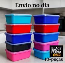 Kit 10 potes retangulares herméticos 1 l recepientes para armazenamentos Kit 10 potes retangulares herméticos 1 l recepientes para armazenamentos