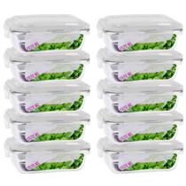 Kit 10 Potes Tampa Hermetica Retangular Vidro 1520ml Grande - QUALITY HOUSE / PRATICASA Kit 10 Potes Tampa Hermetica Retangular Vidro 1520ml Grande - QUALITY HOUSE / PRATICASA