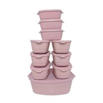 Kit 10 Potes Transparente BPA Free Com Tampa Colorida Conjunto Cozinha