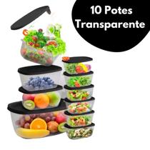 Kit 10 Potes Transparente BPA Free Com Tampa Colorida Conjunto Cozinha - casa bella