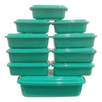 Kit 10 Potes Vasilhas Plástico Retangular Tampa Color C Ver Kit 10 Potes Vasilhas Plástico Retangular Tampa Color C Ver