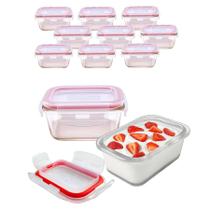 Kit 10 Potes Vidro Hermético Borossilicato Condimento 200ml Fit Frutas Trava Tampa Kit 10 Potes Vidro Hermético Borossilicato Condimento 200ml Fit Frutas Trava Tampa