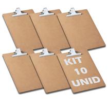 Kit 10 Prancheta Oficio C/ Prendedor Metal HDF 3020