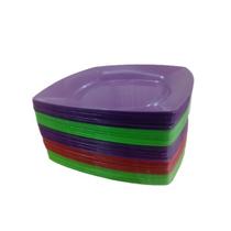 Kit 10 Pratinhos de Sobremesa em Plástico Coloridos Kit 10 Pratinhos de Sobremesa em Plástico Coloridos