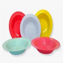 Kit 10 Prato Fundo Redondo Plástico Refeição Escola Hospital