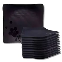 Kit 10 Prato Kanpai Premium Raso Quadrado Preto de Melamina 17,8cm Comida Japonesa - Bestfer