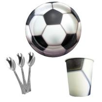 KIT 10 Pratos Copos De Bola De Futebol Papel Colher 14cm Festa Decoração