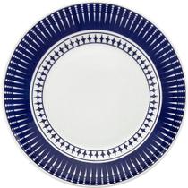 Kit 10 Pratos de Sobremesa Colb 19cm Cerâmica Estampado Geométrico Azul Biona