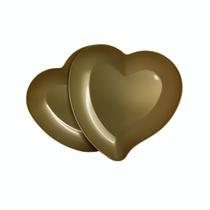 Kit 10 Pratos de Sobremesa Coração Dourado Plástico Kit 10 Pratos de Sobremesa Coração Dourado Plástico