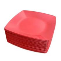 Kit 10 Pratos de Sobremesa Quadrados Vermelhos Kit 10 Pratos de Sobremesa Quadrados Vermelhos