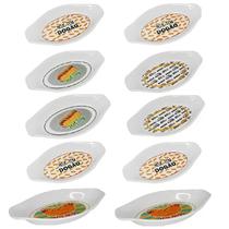 Kit 10 Pratos Em Melamina Para Cachorro Quente Hot Dog 21cm