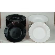 Kit 10 Pratos Fundos Redondos Com Borda de Palsticos Refeição Festa Churrasco