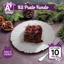 Kit 10 Pratos Fundos Redondos Com Borda de Palsticos Refeição Festa Churrasco