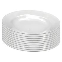 Kit 10 Pratos Fundos Redondos de Melamina Branca 25cm Leves Resistentes Uso Diário Cozinha - Bestfer