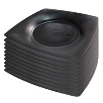 Kit 10 Pratos Japones Quadrados Para Refeição Preto Kit 10 Pratos Japones Quadrados Para Refeição Preto