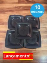 Kit 10 pratos preto de plástico com uso para diversos alimentos, versátil - celoplast