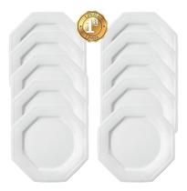 Kit 10 Pratos Rasos Porcelana Branca Schmitd Prisma 28Cm