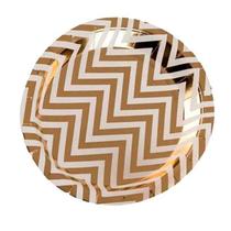 Kit 10 Pratos Sobremesa 18Cm Descartáveis Papel Listra Rose