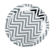 KIT 10 PRATOS SOBREMESA 18cm Papel Para Festa Listra Prata