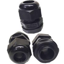 Kit 10 Prensa Cabo BSP 3/8 Nylon com Vedação IP68 Fio Preto