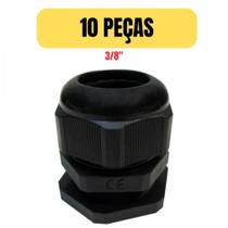 Kit 10 prensa cabo nylon bsp 3/8 preto lukma 54004