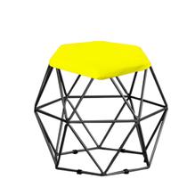 Kit 10 Puff Banqueta Aramado Mila Base Preta Hexágono material sintético Amarelo - KDAcanto Móveis