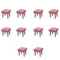 Kit 10 Puff Maria para Sala de TV e Estar Quarto Confortável Suede Rose MABE MAGAZINE