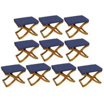 Kit 10 Puff Neo decorativo Pés em Madeira Sala de Estar Recepção Escritório Suede Azul Marinho - KDAcanto Móveis Kit 10 Puff Neo decorativo Pés em Madeira Sala de Estar Recepção Escritório Suede Azul Marinho - KDAcanto Móveis
