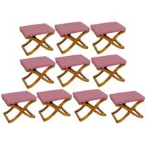 Kit 10 Puff Neo decorativo Pés em Madeira Sala de Estar Recepção Escritório Suede Rosê - Damaffê Móveis Kit 10 Puff Neo decorativo Pés em Madeira Sala de Estar Recepção Escritório Suede Rosê - Damaffê Móveis