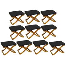 Kit 10 Puff Neo decorativo Pés em Madeira Sala de Estar Recepção Escritório Tecido Sintético Preto - KDAcanto Móveis Kit 10 Puff Neo decorativo Pés em Madeira Sala de Estar Recepção Escritório Tecido Sintético Preto - KDAcanto Móveis