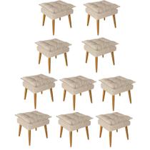 Kit 10 Puff Puf Banqueta Opala Para Quarto Sala Recepção Suede Bege - Ninho Decor Kit 10 Puff Puf Banqueta Opala Para Quarto Sala Recepção Suede Bege - Ninho Decor