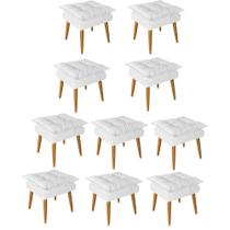 Kit 10 Puff Puf Banqueta Opala Para Quarto Sala Recepção Suede Branco - Ninho Decor Kit 10 Puff Puf Banqueta Opala Para Quarto Sala Recepção Suede Branco - Ninho Decor