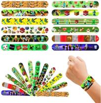 Kit 10 Pulseira Bate Enrola Personalizada Heróis Sereia etc Kit 10 Pulseira Bate Enrola Personalizada Heróis Sereia etc