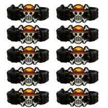 Kit 10 Pulseira One Piece Monkey D Luffy De Couro Caveira Anime Otaku Ajustável Kit 10 Pulseira One Piece Monkey D Luffy De Couro Caveira Anime Otaku Ajustável