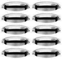 Kit 10 Puxador Concha Provençal Paris Aço Escovado Para Gaveta Móveis - RENNA Kit 10 Puxador Concha Provençal Paris Aço Escovado Para Gaveta Móveis - RENNA