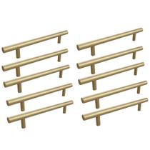 Kit 10 Puxador Haste Dourado Em Inox Redondo 64mm