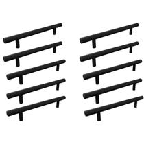 Kit 10 Puxador Haste Preto Fosco Em Inox Redondo 128mm