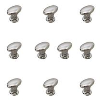 Kit 10 Puxador Para Moveis Oval Cromado Grande Com Parafuso