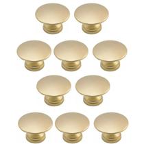 Kit 10 Puxador Ponto 24mm Dourado Escovado Para Gaveta