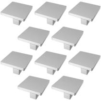 Kit 10 Puxadores Aspen 188 Ponto Quadrados Cromo Acetinado Para Móveis Armários e Gavetas Kit 10 Puxadores Aspen 188 Ponto Quadrados Cromo Acetinado Para Móveis Armários e Gavetas
