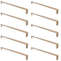 Kit 10 Puxadores Dourados para Móveis Furação 256mm Gavetas Armários Bancada Oreiras Torralba