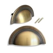 Kit 10 Puxadores p/ móveis Shell 64mm Premium em Metal Zamac