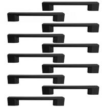 Kit 10 Puxadores Preto Porta Armario Gaveta Cozinha Escritórios Madri 160mm Fosco Kit 10 Puxadores Preto Porta Armario Gaveta Cozinha Escritórios Madri 160mm Fosco